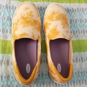 Dr. Scholls Deck Shoes Jot It Down Yellow Tie Dyed Slip-On Size 6.5